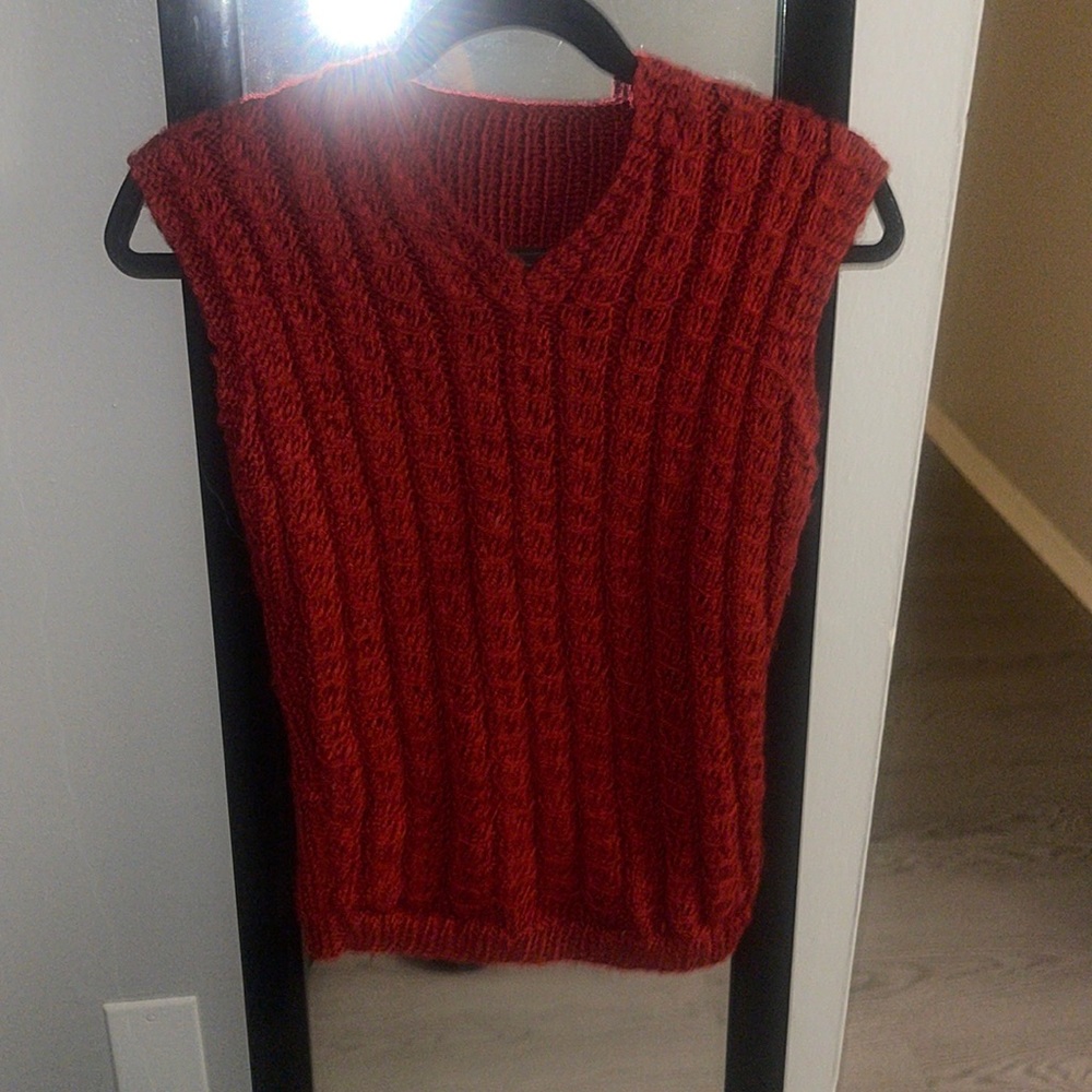 Dark red knit vest